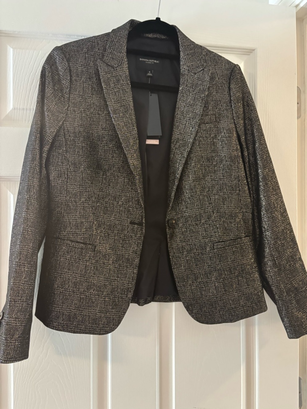 Banana Republic Metallic Black-Gray Tweed Blazer